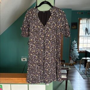 Madewell Black and Yellow Floral Mini Dress